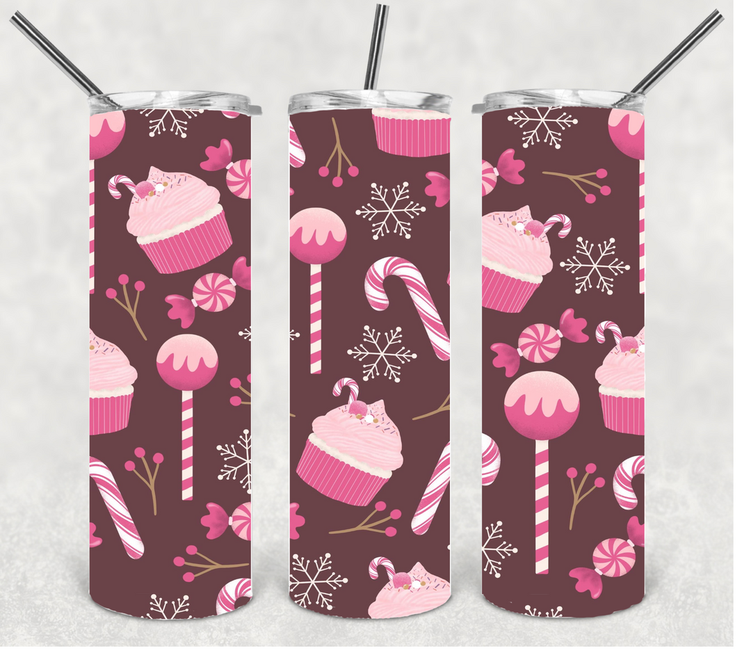 Christmas Tree, Candycane, Hot Chocolate Christmas Tumbler, 20 oz Skinny Tumbler