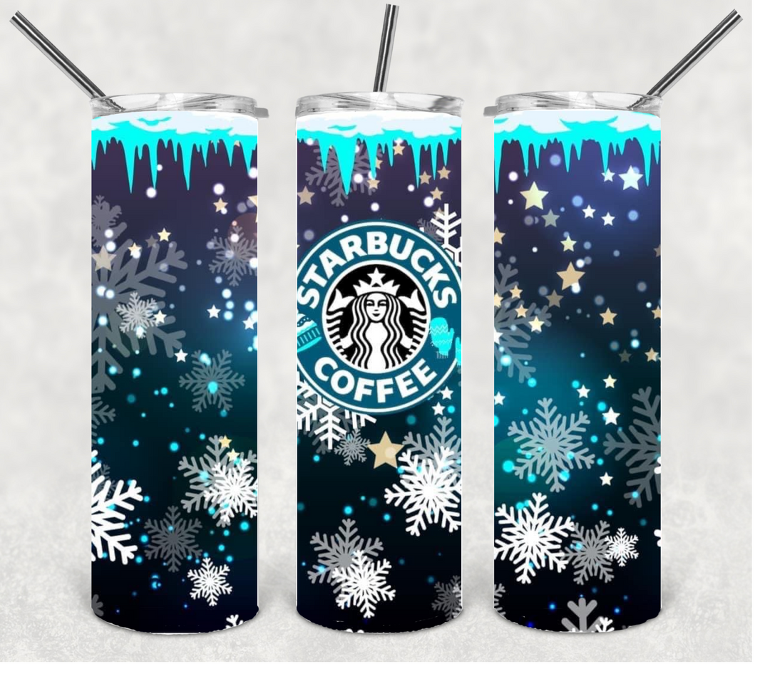 Snowflake Starbucks Christmas Tumbler, 20 oz Skinny Tumbler