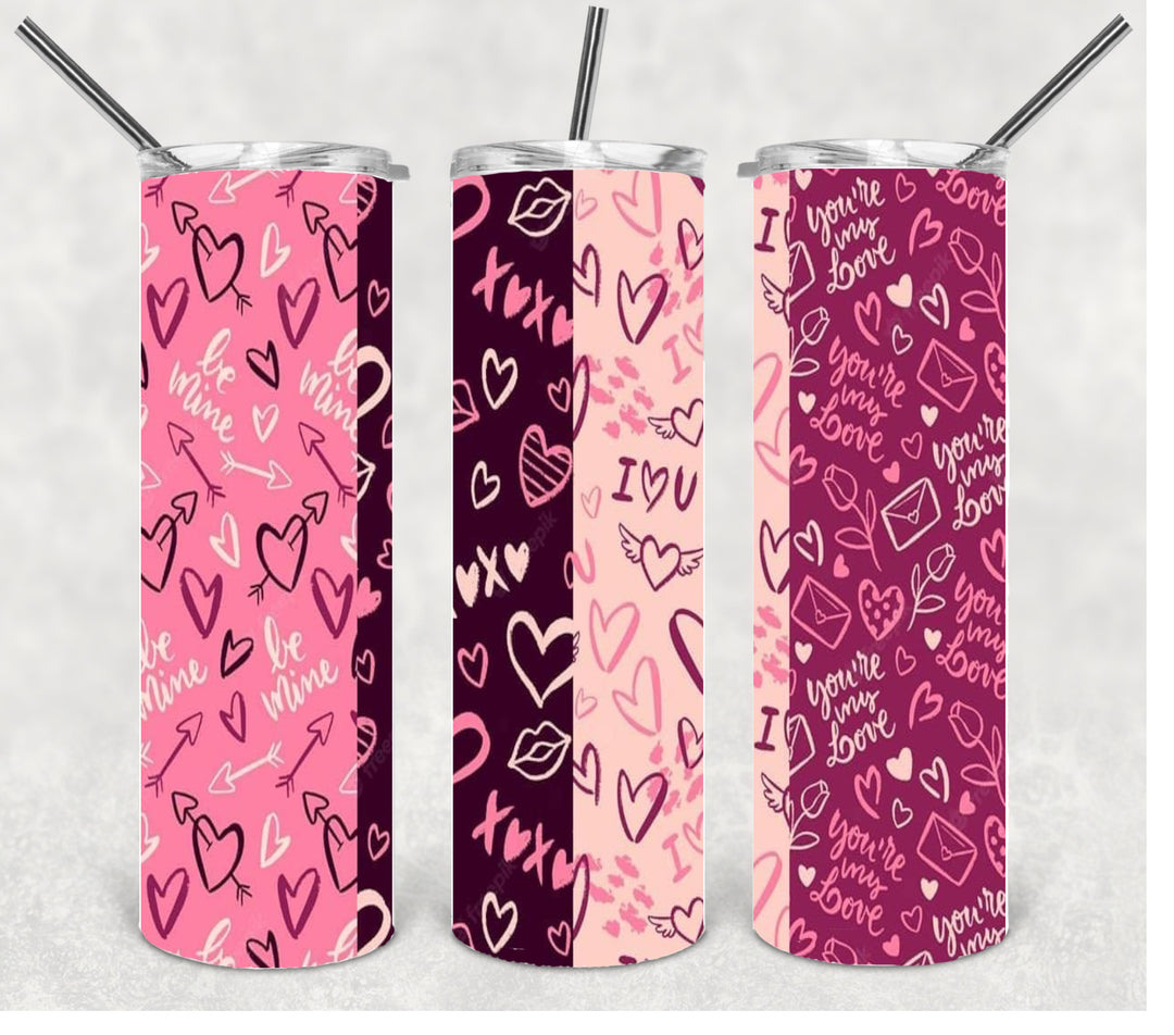 Valentine's Tumbler, Heart Tumbler, Love Tumbler, 20 oz Tumbler