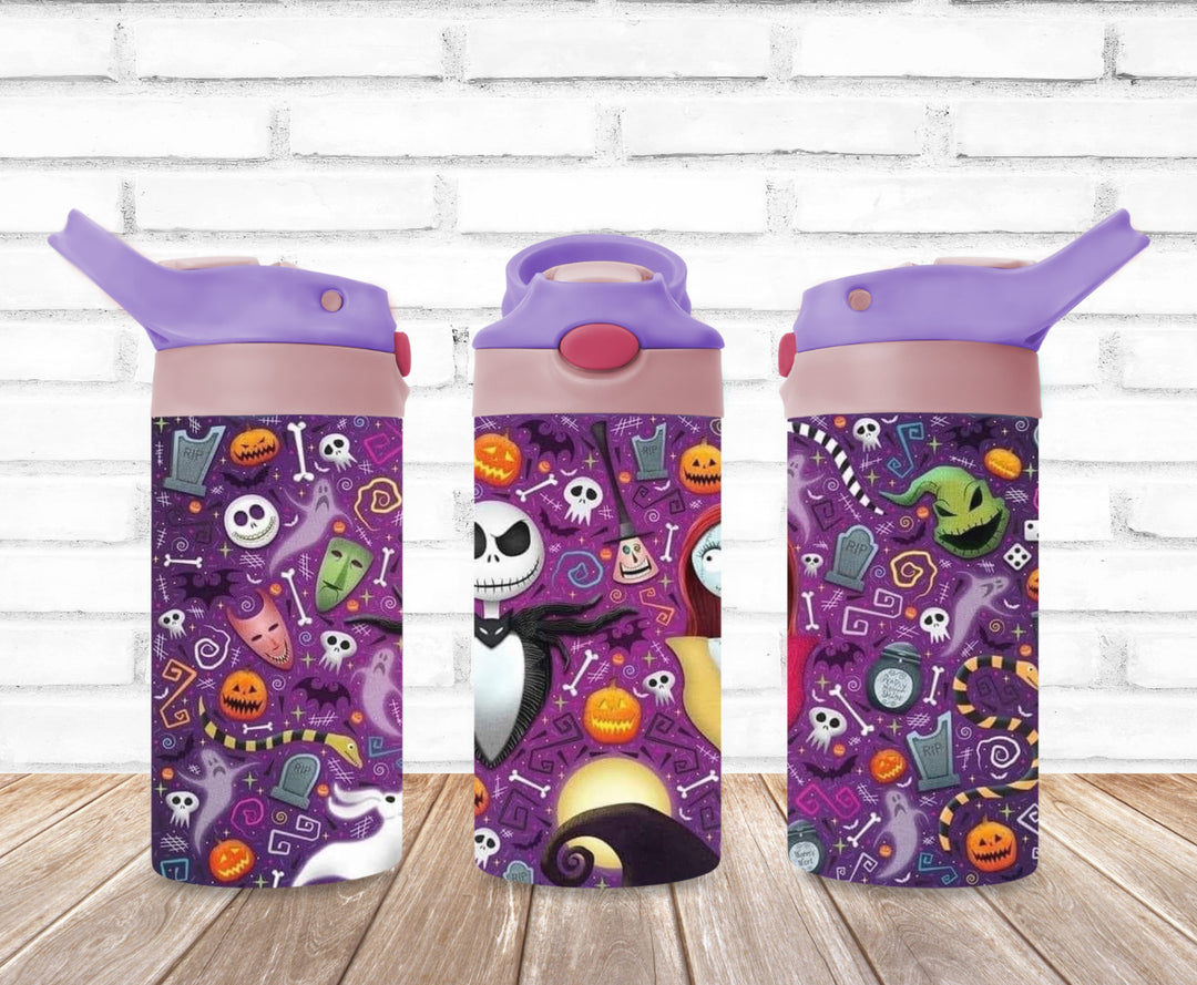 Jack and Sally Kids Halloween Tumbler, Kids Water Tumbler, Kids FlipTop Cup, Kids Sippy Cup