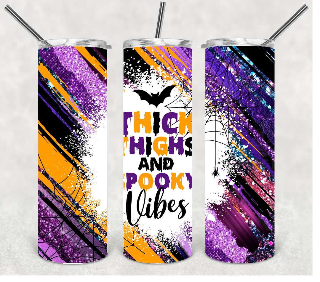 Thick Thighs and Spooky Vibes Halloween Tumbler, 20 oz