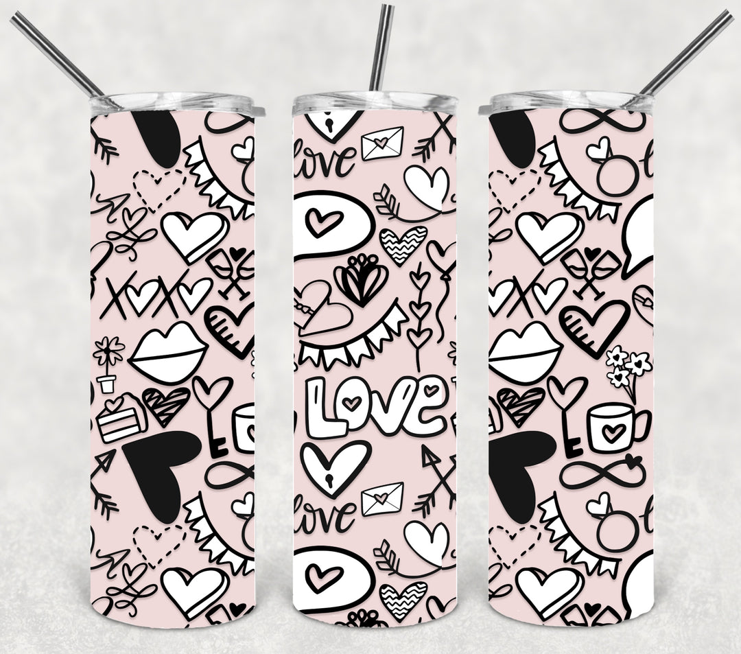 Valentine's Tumbler, Heart Tumbler, Love Tumbler, 20 oz Tumbler