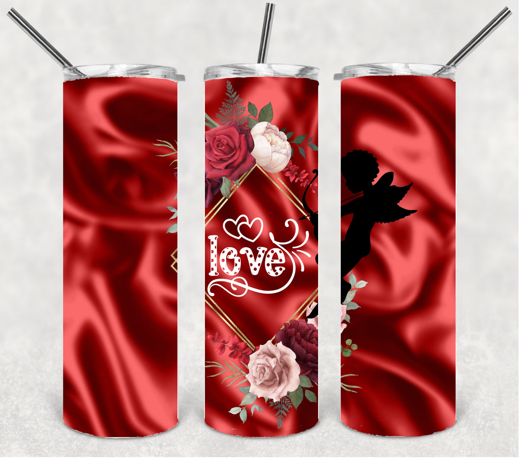 20 oz Skinny Tumbler - Valentines - Love - Hearts , Cupid