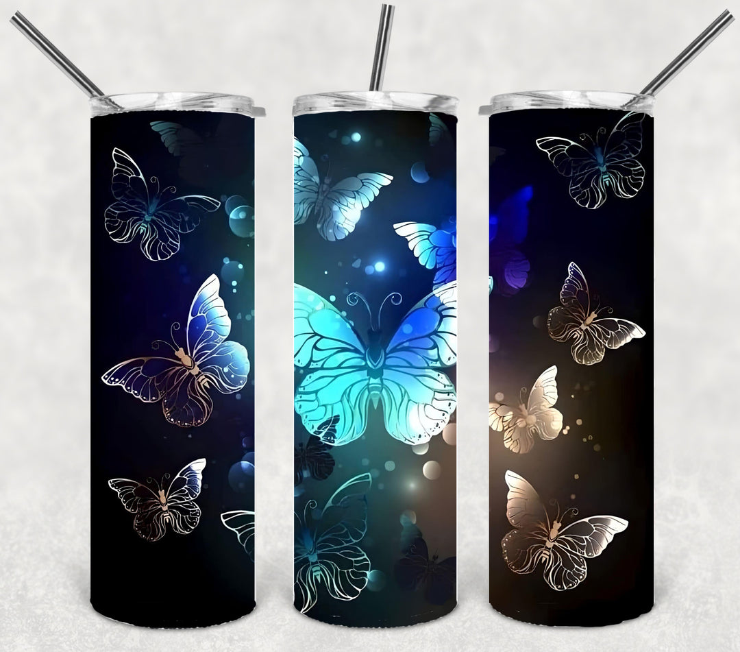 Butterfly Tumbler, Bright Butterflies, Vibrant Butterflies