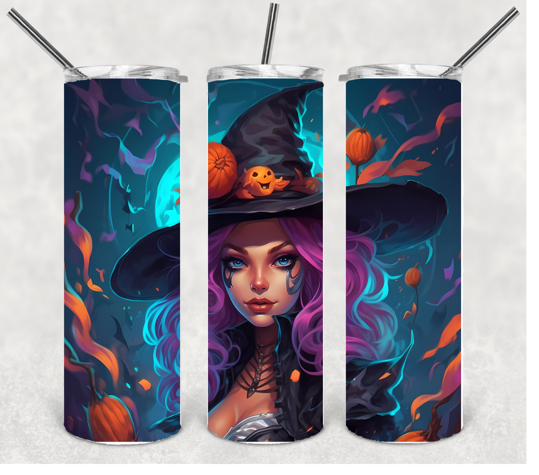 Vibrant Witch Halloween Tumbler, 20 oz