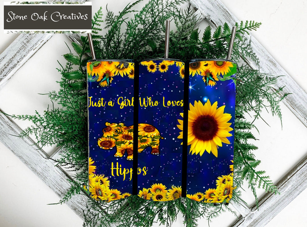 20 oz Tumbler - Just a Girl Who Loves Hippos - Hippo Tumbler
