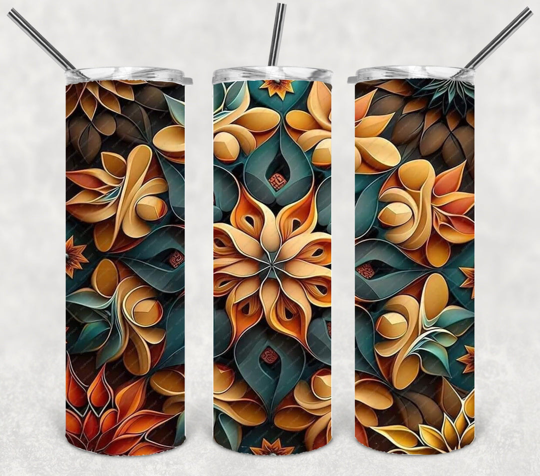 Vibrant Flower Tumbler, 3D Flowers, 3D Flower Tumbler, 20 oz Skinny Tumbler, makes a great gift