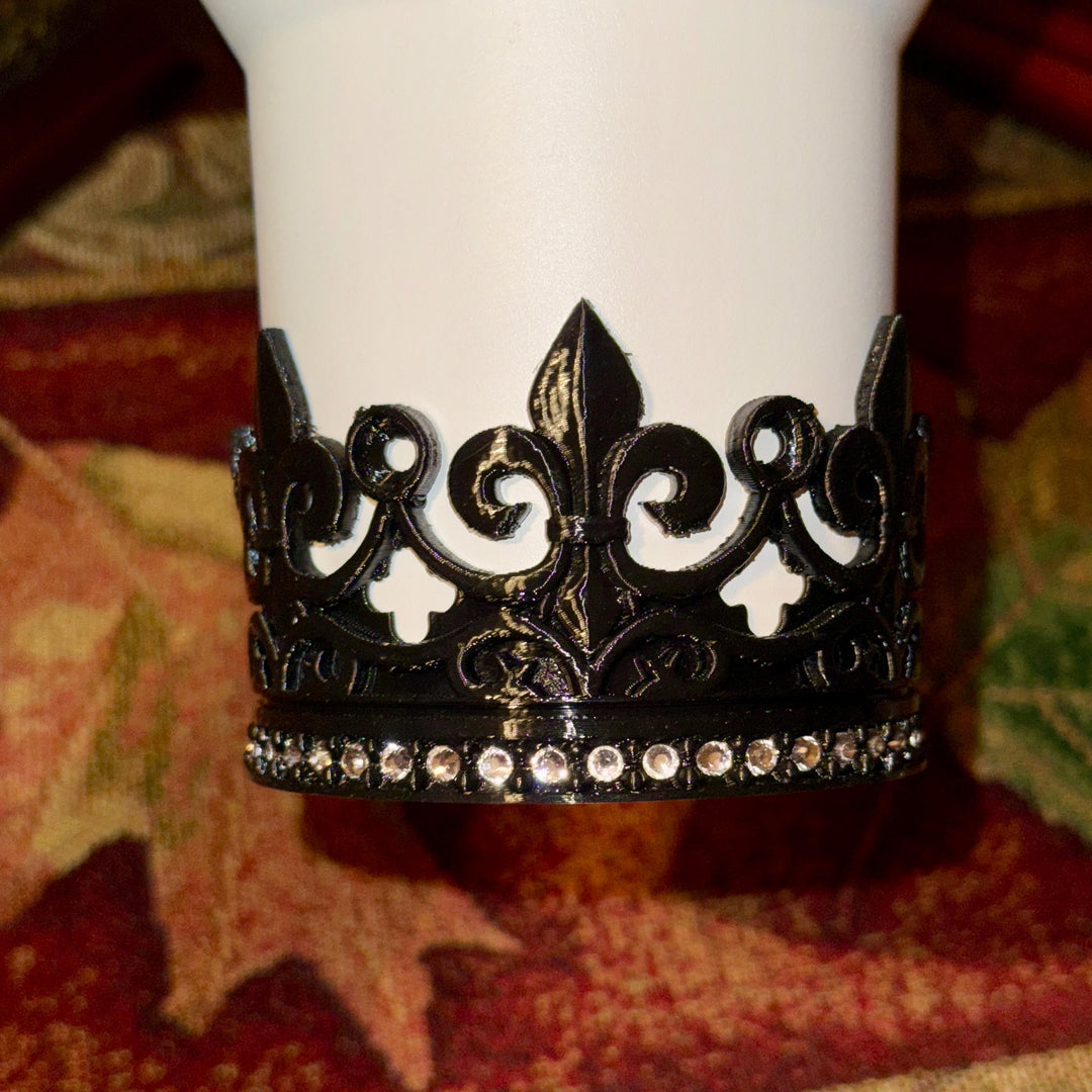 Rhinestone Black Fleur-de-lis Crown Tumbler Boot, Tumbler Boot Sleeve, fits your Stanley Tumblers, Unique Gift, multiple colors available