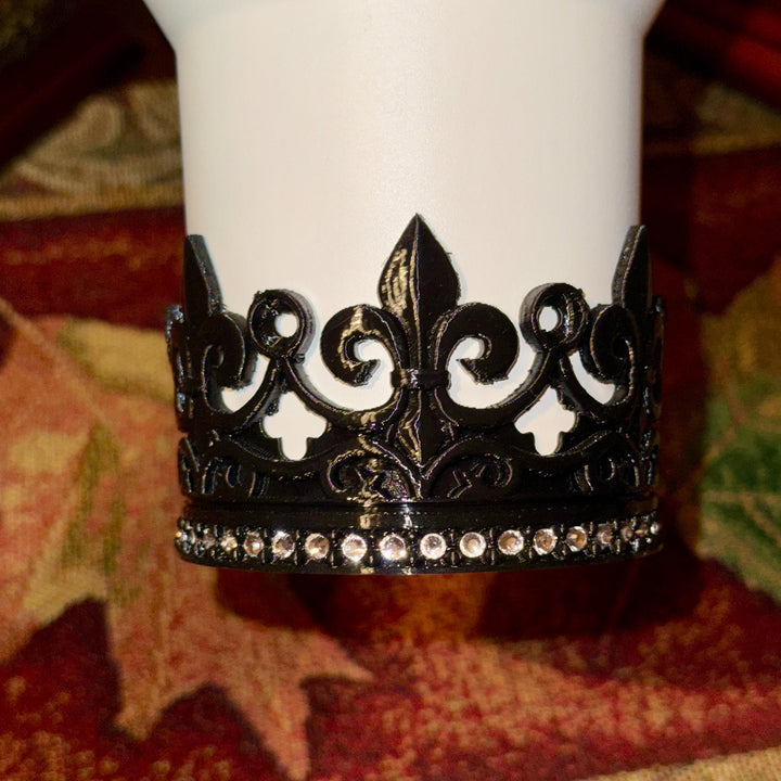 Rhinestone Black Fleur-de-lis Crown Tumbler Boot, Tumbler Boot Sleeve, fits your Stanley Tumblers, Unique Gift, multiple colors available