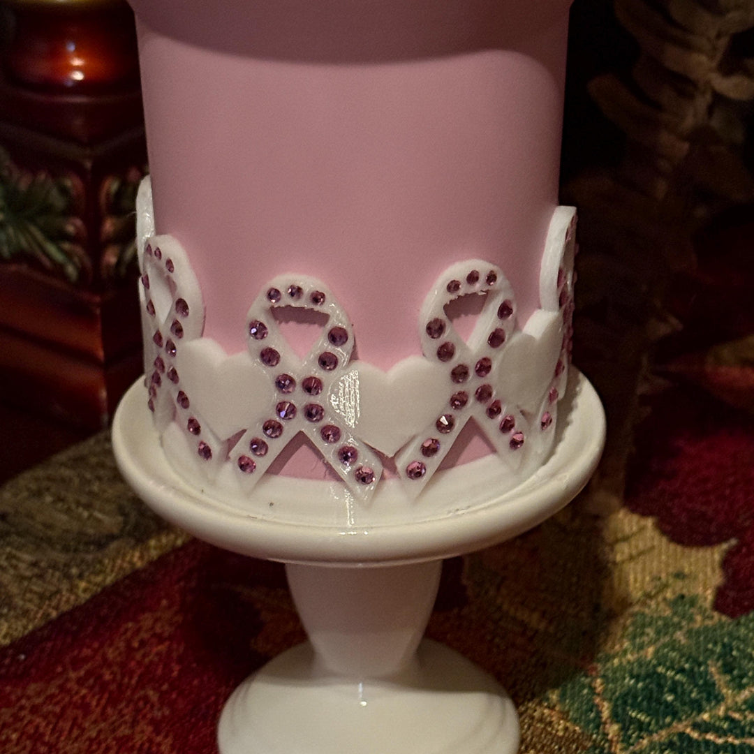 Rhinestone Breast Cancer Awareness Ribbon Tumbler Boot, Pink White Protective Sleeve, Princess Bow, Fit's Stanley Tumblers