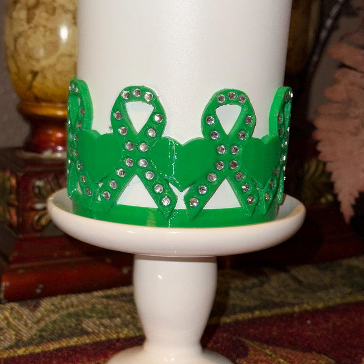 Green Awareness Ribbon Rhinestone Tumbler Boot, Liver Disease, Mental Health, Kidney Disease, Protective Sleeve, Fit's Stanley Tumblers