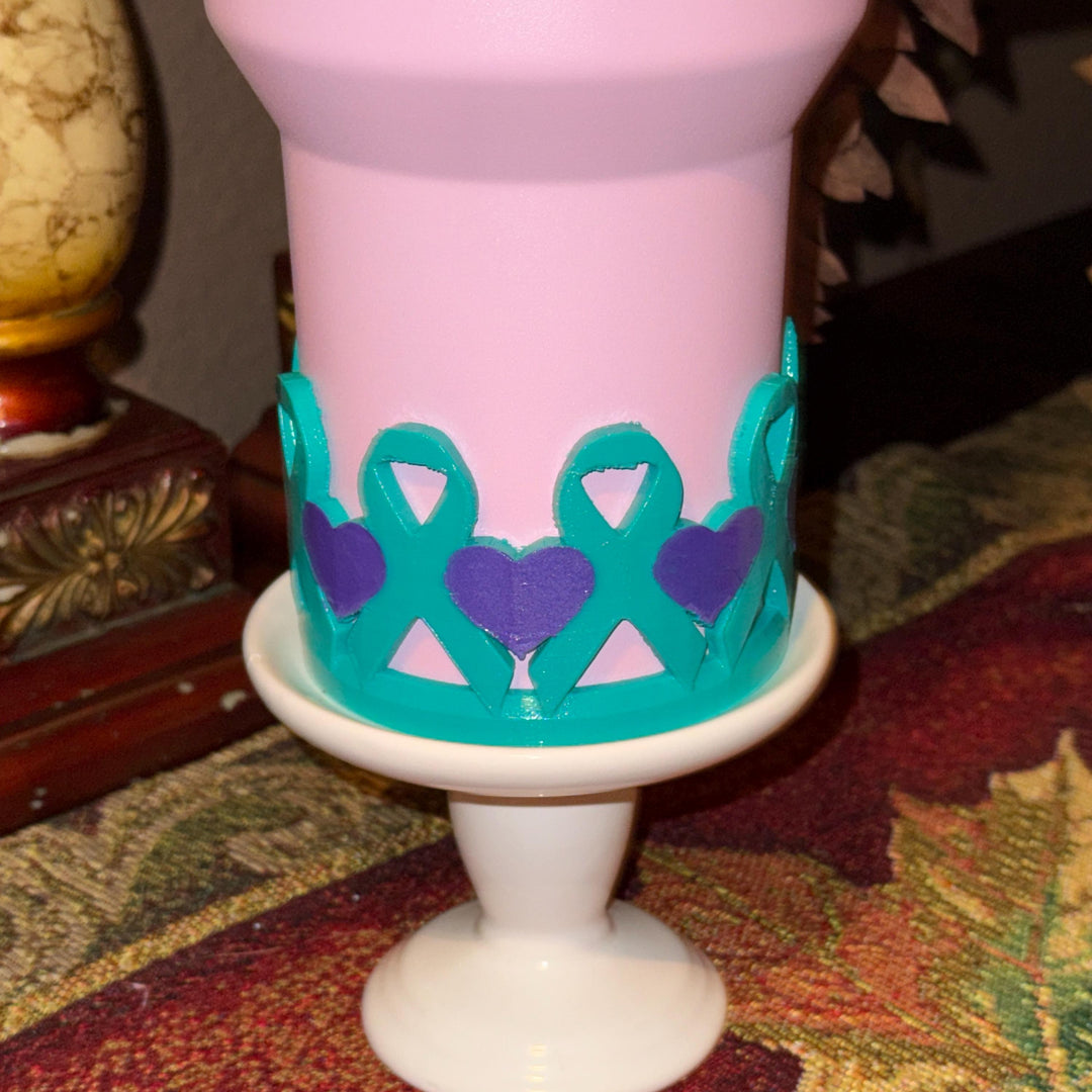 Mental Health Awareness Ribbon Tumbler Boot, Teal Purple Protective Sleeve, Fit's Stanley Tumblers, Support the Fight You Are Not Alone