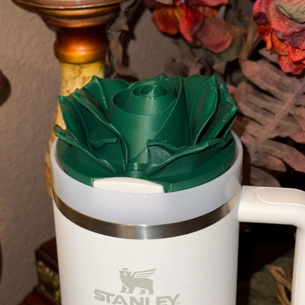 3D Rose Tumbler Topper that fit the new Oasis Cabana Stanley lids, Rose tumbler topper, 3D Decorative Lid,