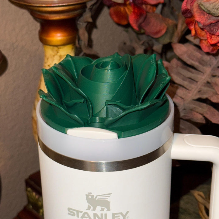 3D Rose Tumbler Topper that fit the new Oasis Cabana Stanley lids, Rose tumbler topper, 3D Decorative Lid,