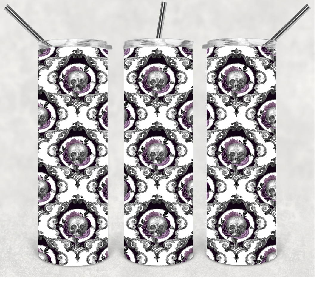 Black and Purple Flower Tumbler, Gothic Flower Tumbler, 20 oz