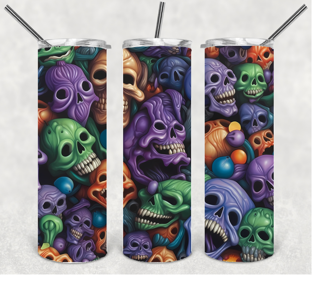 Vibrant Halloween Skulls Tumbler, Halloween Tumbler, 20 oz