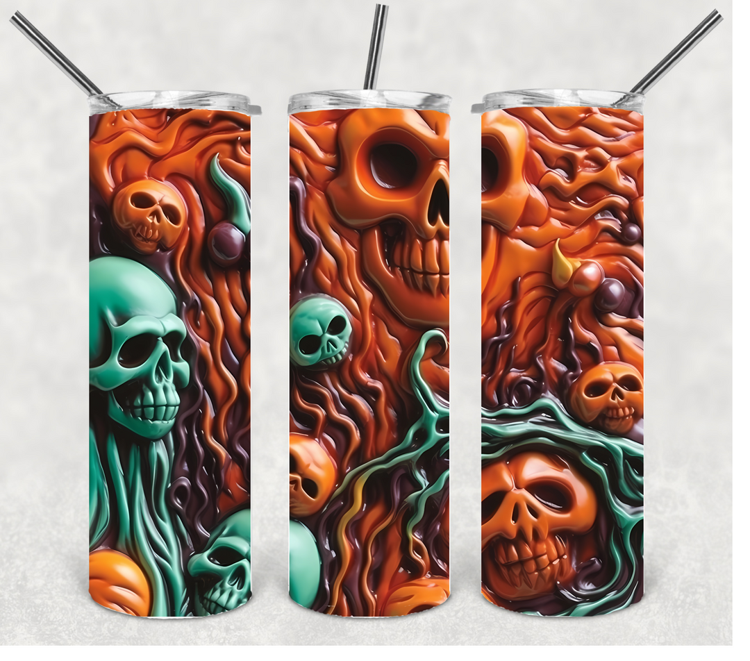 3D Halloween Skulls Tumbler, Halloween Tumbler, 20 oz