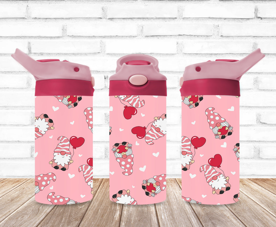 Valentine's Kids Tumbler, Gnome Hearts Tumbler, Kids Water Bottle