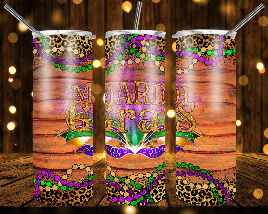 Mardi Gras Tumbler, Fleur De Lis Tumbler, Mardi Gras Mask