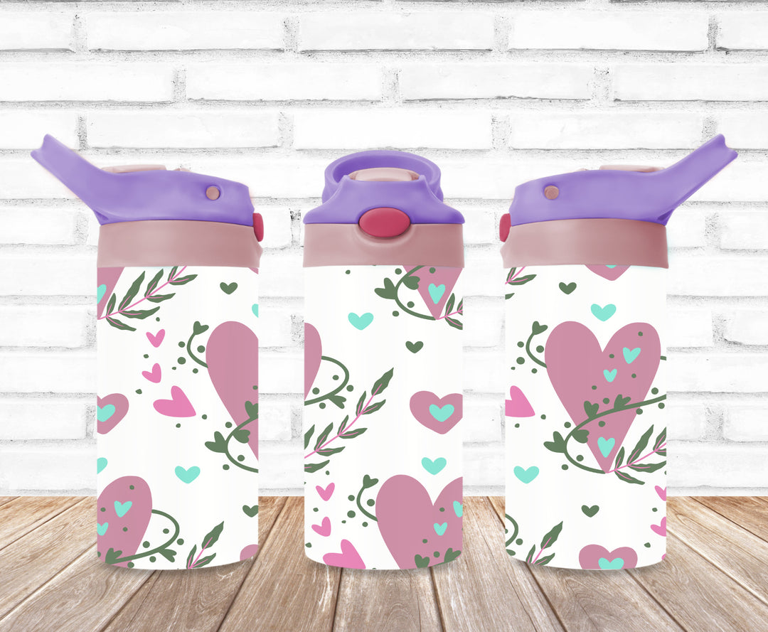 Valentine's Kids Tumbler, Hearts Tumbler, Kids Water Bottle