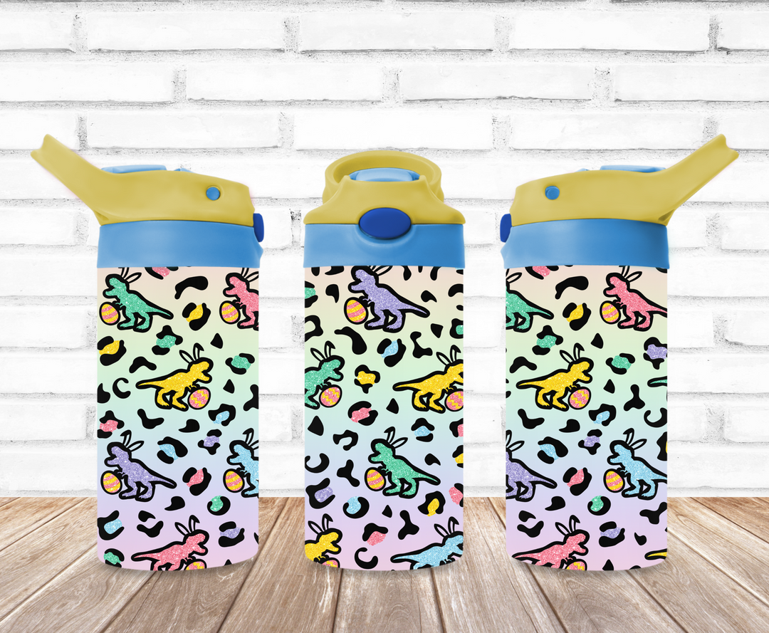 Easter Dinosaur Kids Tumbler, Kids Easter Water Bottle, Kids Water Tumbler, Kids FlipTop Cup
