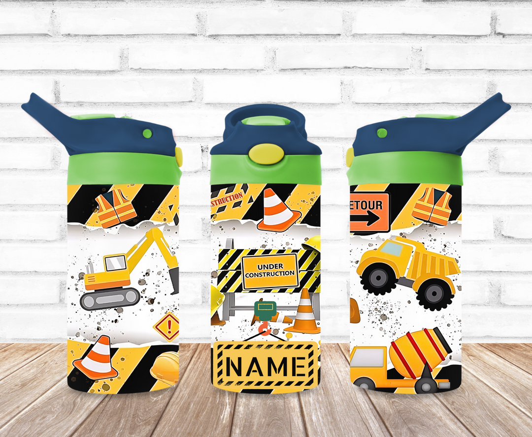 Kids Construction Tumbler Tractor Tumbler, Kids Water Bottle, Kids Water Tumbler, Kids FlipTop Cup, Kids Sippy Cup, Back To School Cup
