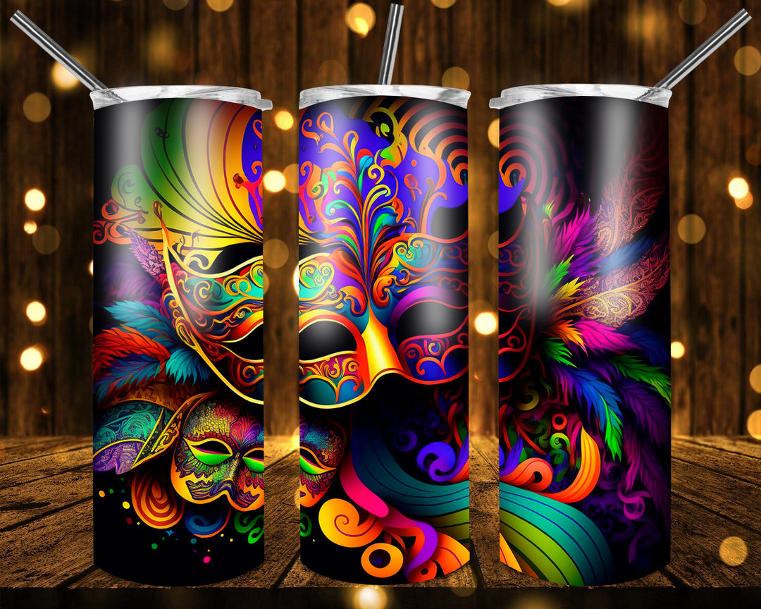 Mardi Gras Tumbler, Fleur De Lis Tumbler, Mardi Gras Mask