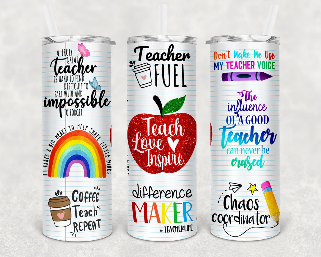 Teach Love Inspire, Teacher Tumbler, Teacher Appreciation, Teacher Gift - #Teacherlife