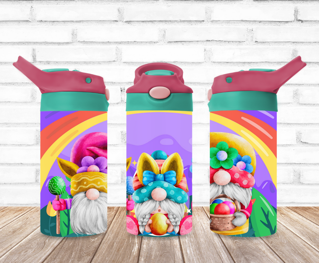 Easter Gnome Kids Tumbler, Kids Easter Water Bottle, Kids Water Tumbler, Kids FlipTop Cup