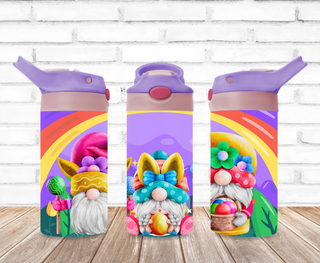Easter Gnome Kids Tumbler, Kids Easter Water Bottle, Kids Water Tumbler, Kids FlipTop Cup