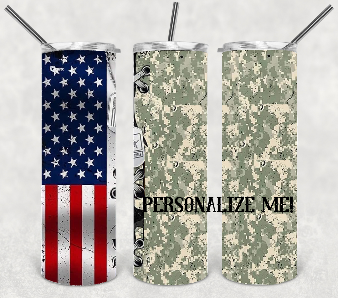 Army Tumbler, Army Veteran, Military Veteran, Military Tumbler, Honor Veterans, Veteran Gift, 20 oz Skinny Tumbler