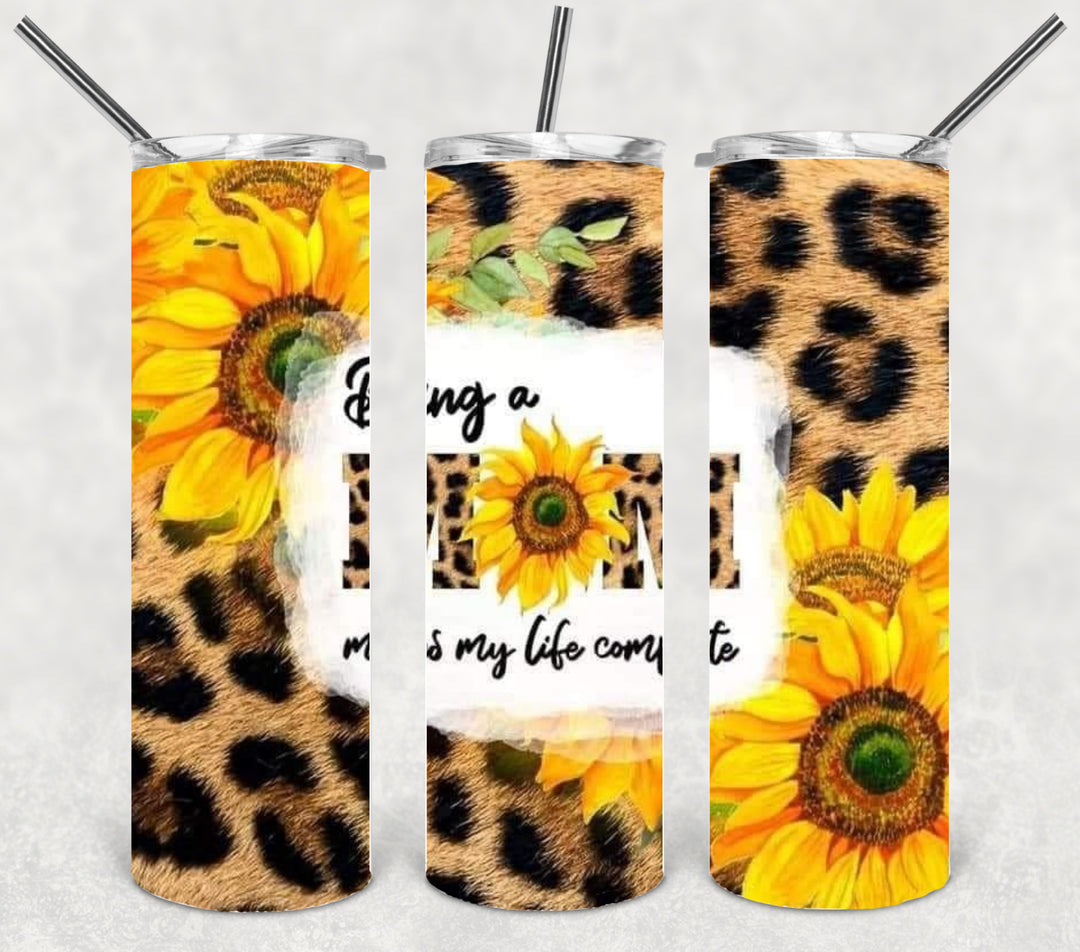 20 oz Skinny Tumbler - "MAMA"designs mom tumbler momlife sunflowers