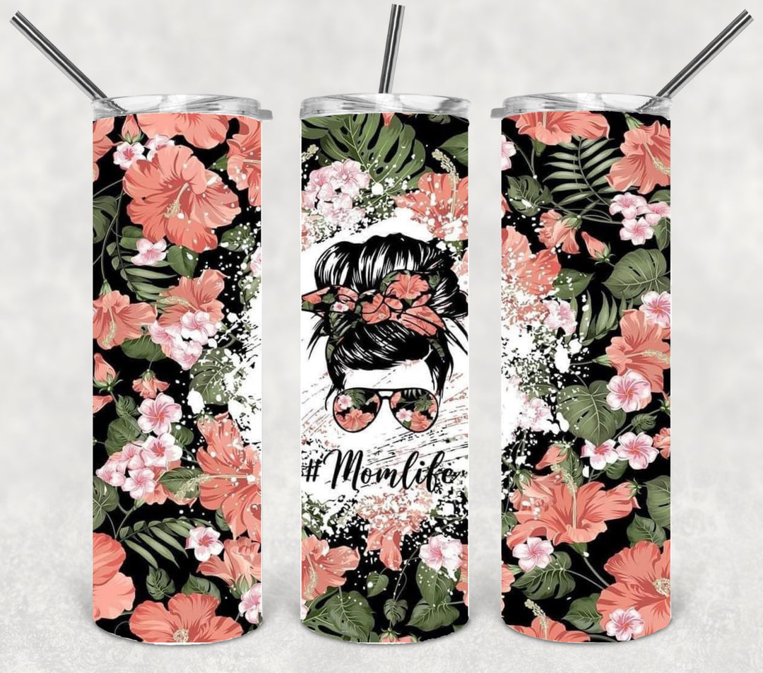 20 oz Skinny Tumbler - "MAMA"design - momlife - mom tumbler - floral