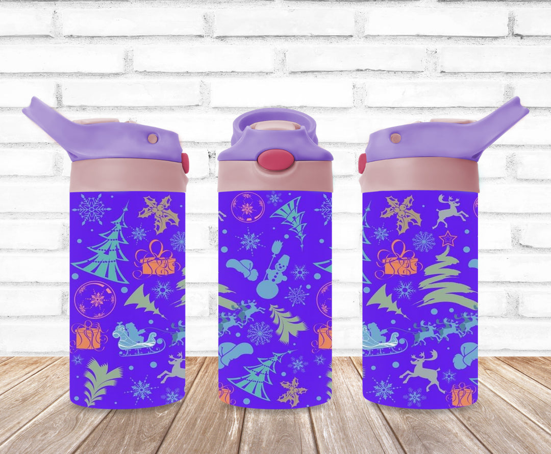 Kids Christmas Tumbler, Christmas Trees, Kids Water Bottle, Kids FlipTop Cup, Kids Sippy Cup, Back To School Cup