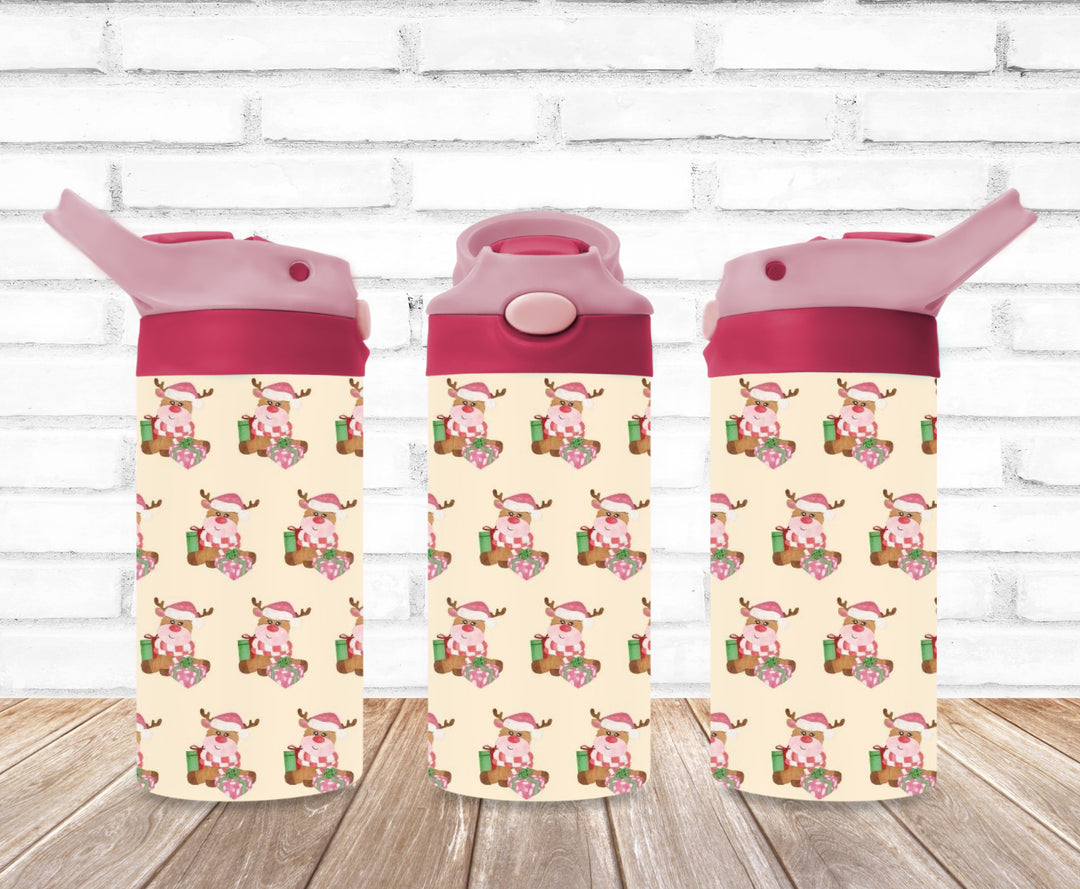 Kids Christmas Reindeer Tumbler, Kids Water Bottle, Kids FlipTop Cup, Kids Sippy Cup, Back To School Cup