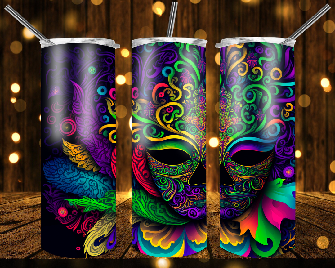 Mardi Gras Tumbler, Fleur De Lis Tumbler, Mardi Gras Mask
