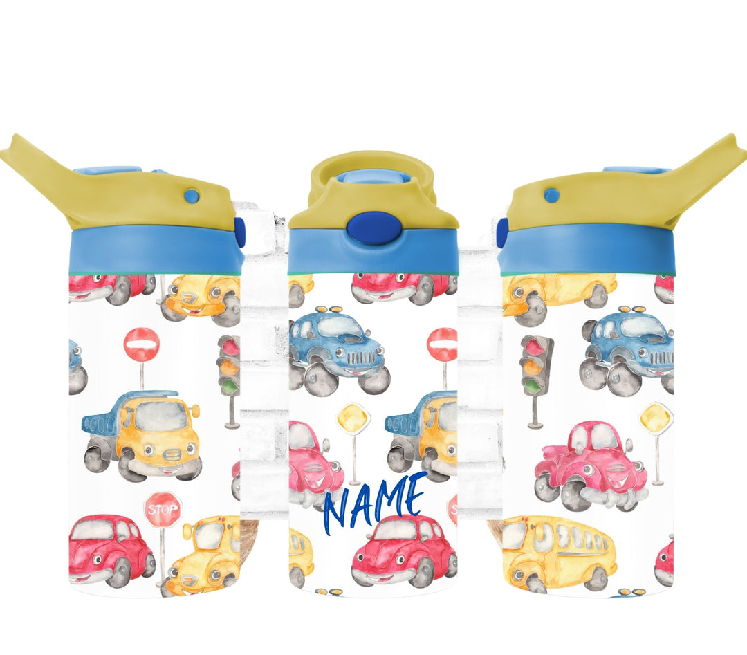 Cars & Trucks Tumbler - Kids Water Bottle | Kids Water Tumbler | Kids FlipTop Cup | Kids Sippy Cup | Back To School Cup