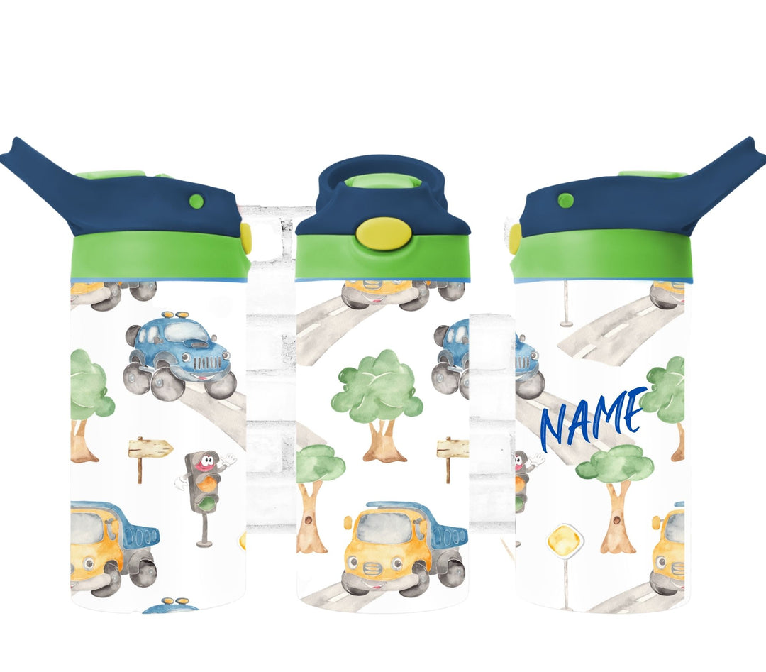 Cars & Trucks Tumbler - Kids Water Bottle | Kids Water Tumbler | Kids FlipTop Cup | Kids Sippy Cup | Back To School Cup