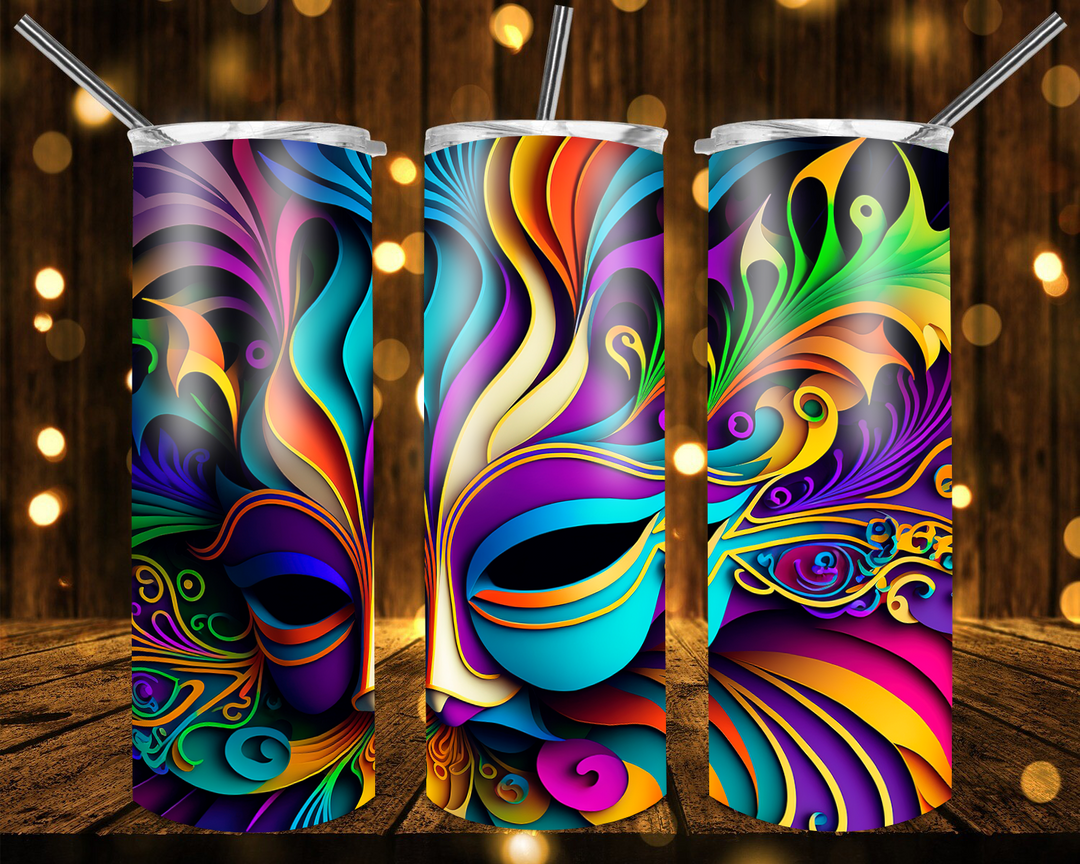 Mardi Gras Tumbler, Fleur De Lis Tumbler, Mardi Gras Mask