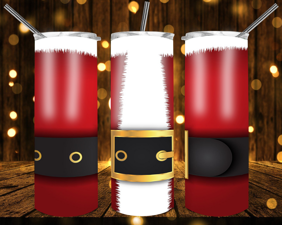 20 oz Skinny Tumbler - Christmas Tumbler - Santa Suit Tumbler