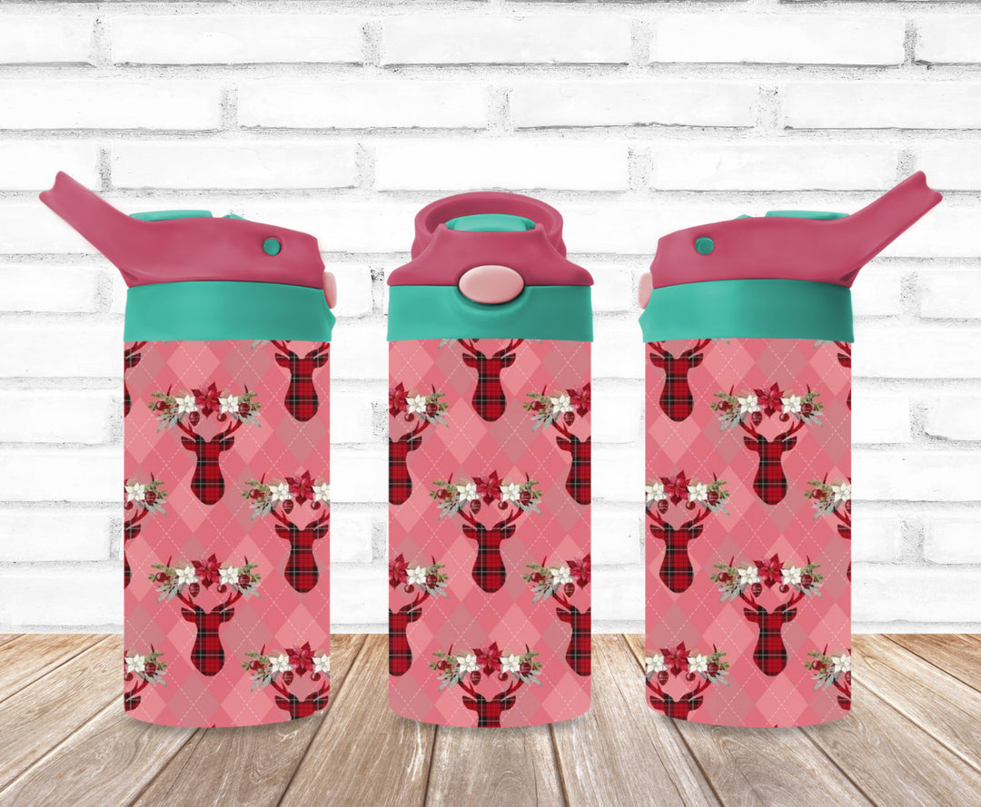 Chistmas Reindeer Tumbler, Kids Water Bottle, Kids FlipTop Cup, Kids Sippy Cup, Back To School Cup
