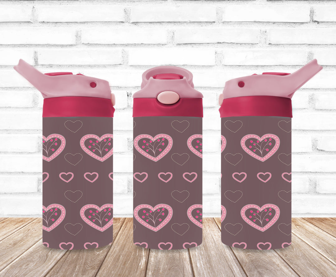 Valentine's Kids Tumbler, Hearts Tumbler, Kids Water Bottle