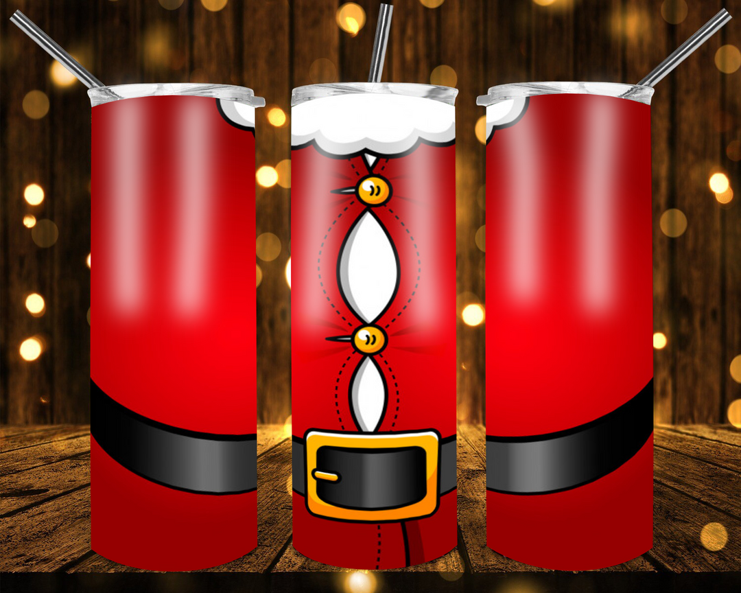 20 oz Skinny Tumbler - Christmas Tumbler - Santa Suit Tumbler