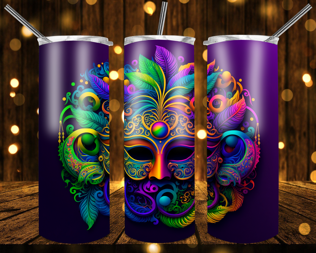 Mardi Gras Tumbler, Fleur De Lis Tumbler, Mardi Gras Mask