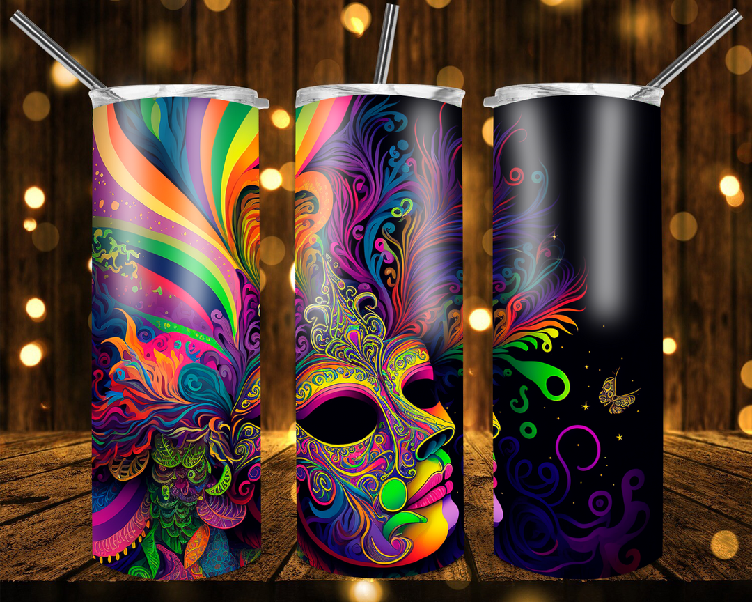Mardi Gras Tumbler, Fleur De Lis Tumbler, Mardi Gras Mask