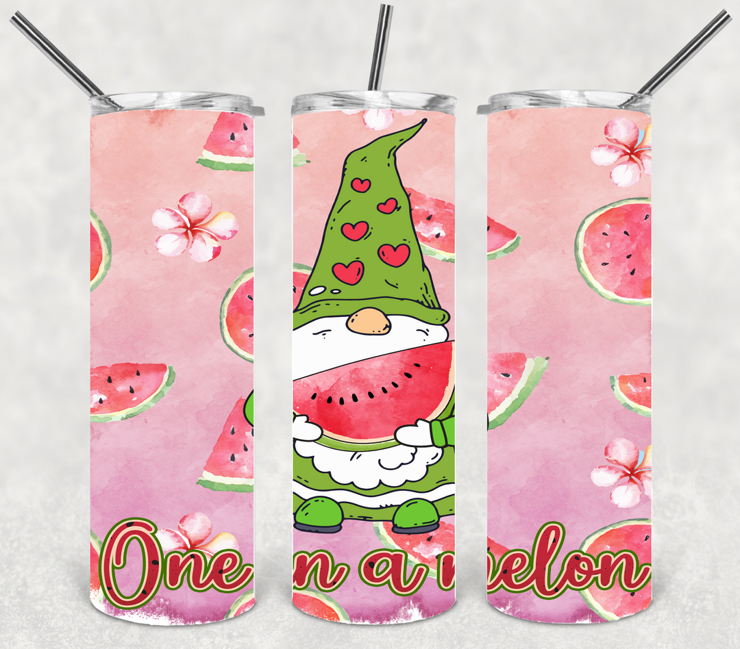 20 oz Skinny Tumbler - Gnome Watermelon - One in a Melon