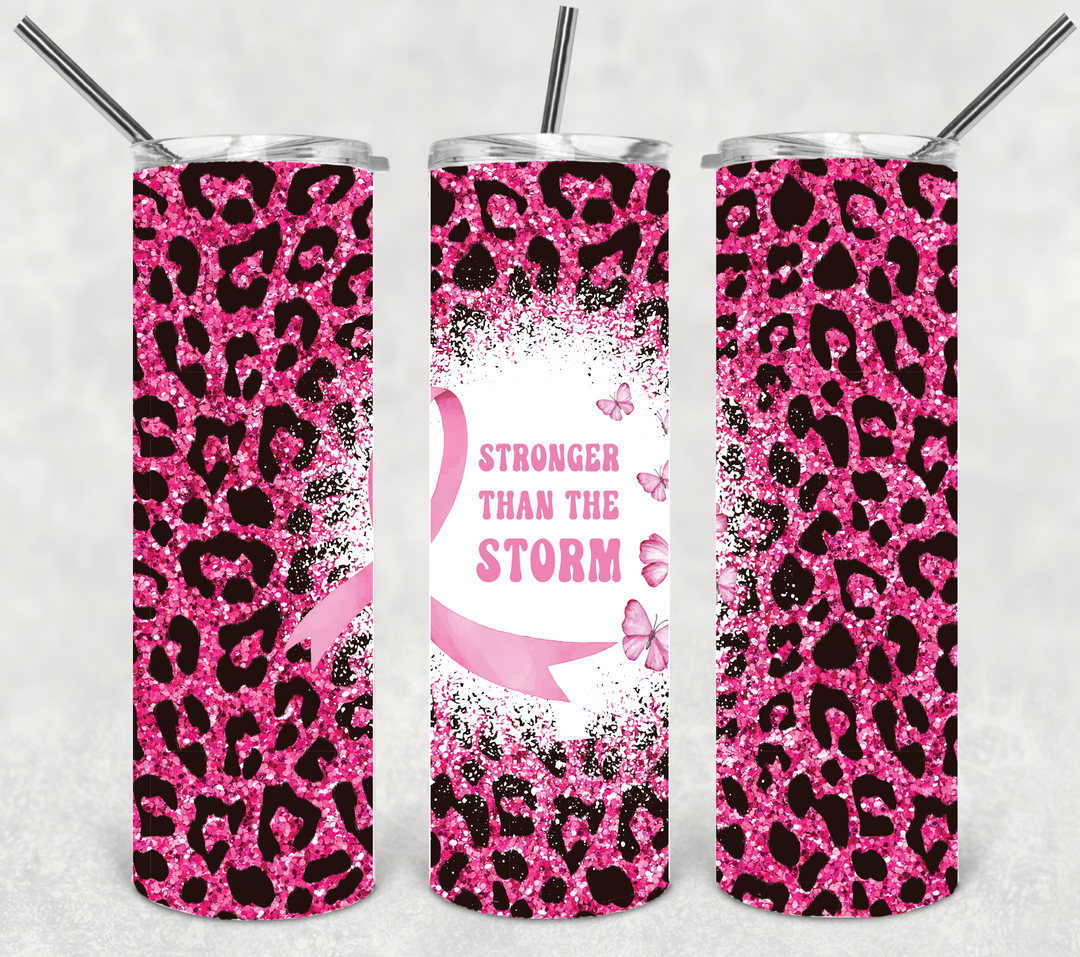 Breast Cancer Tumbler, Breast Cancer Awareness, Stronger than the Storm