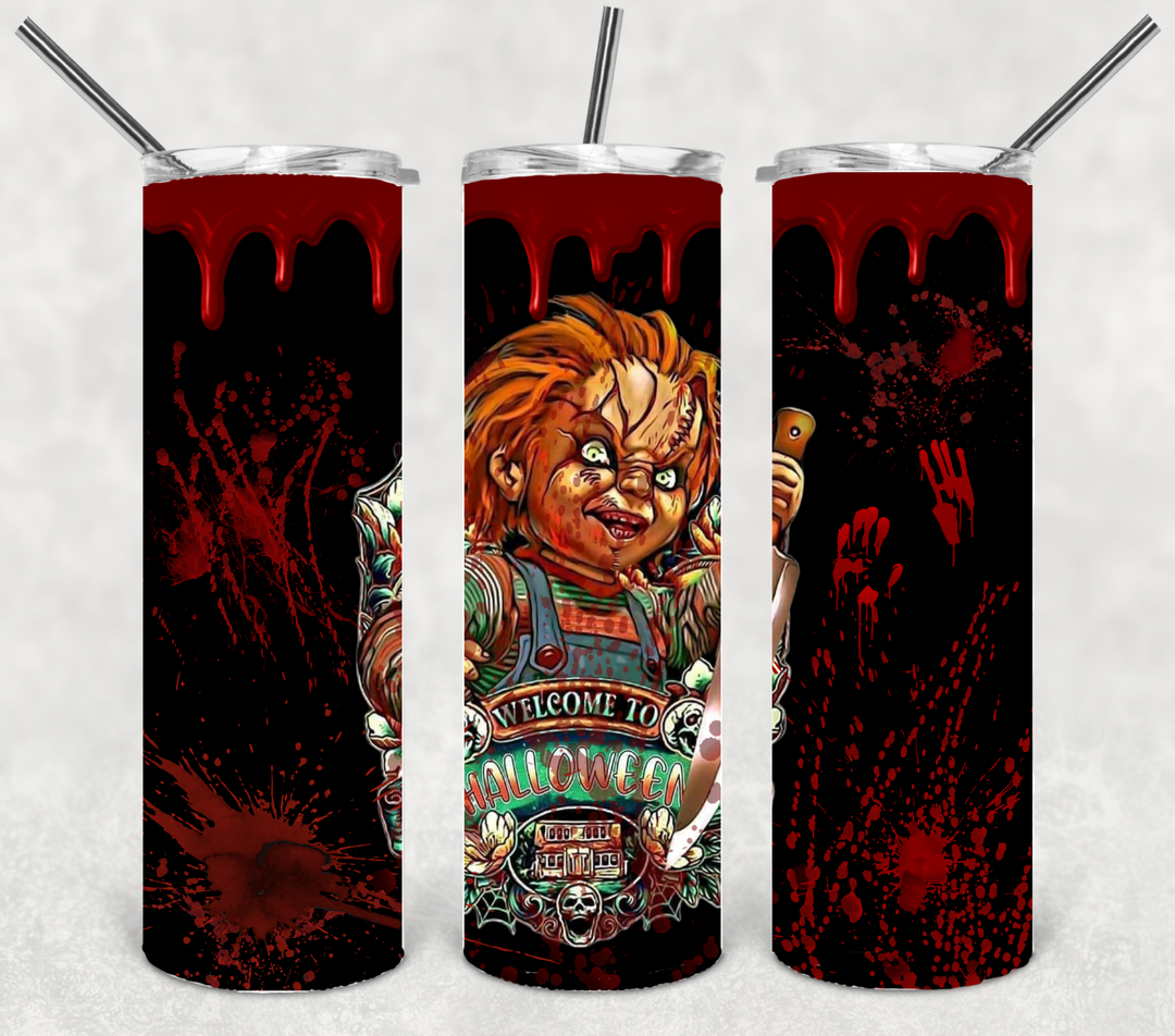 Chuckie Halloween Tumbler Trick or Treat Ghosts Pumpkins Spooky Horror Slasher Chucky