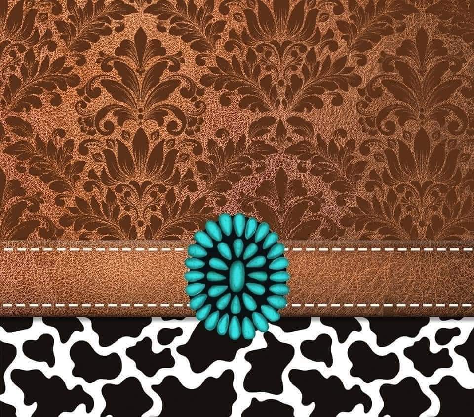 20 oz Skinny Tumbler - Cow Print Turquoise