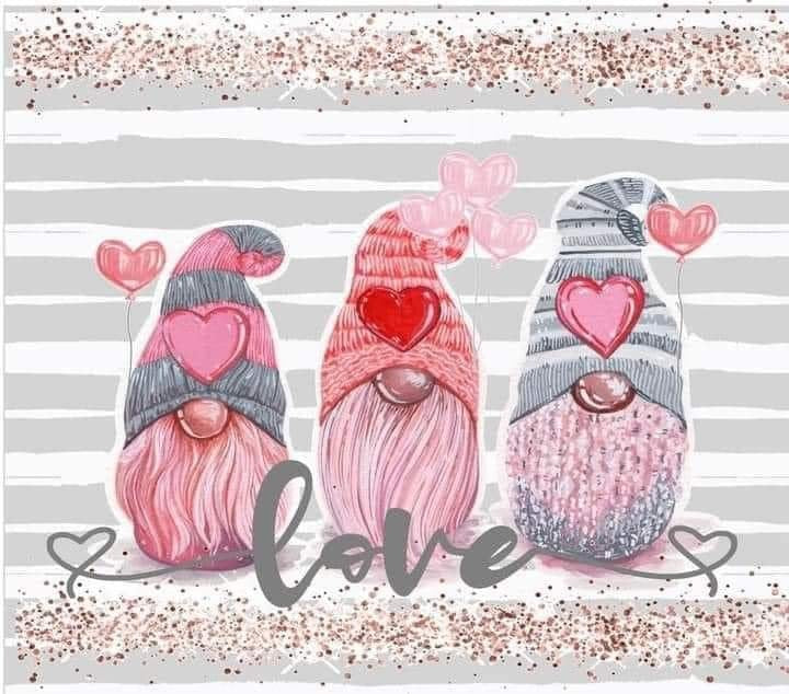 20 oz Skinny Tumbler - Valentines - Love - Hearts - Gnome
